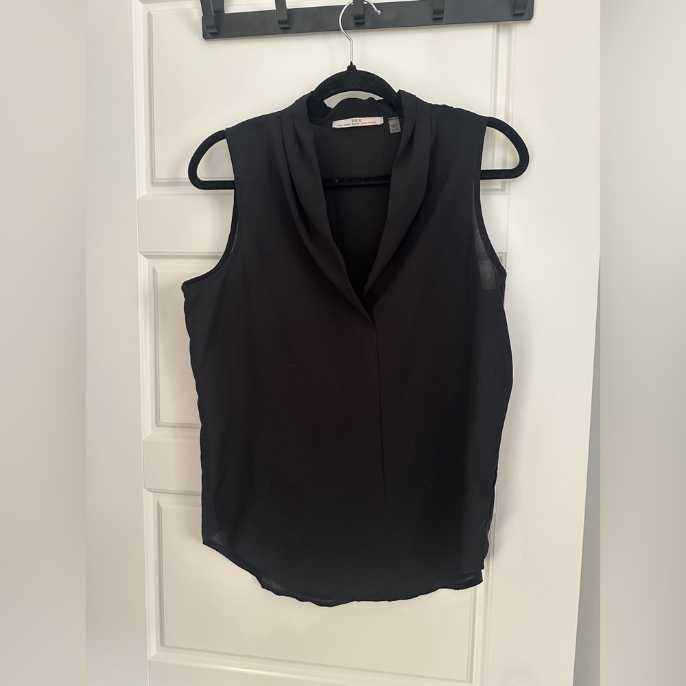 *3/$25* Dex Black Sleeveless Blouse with Mandarin Collar